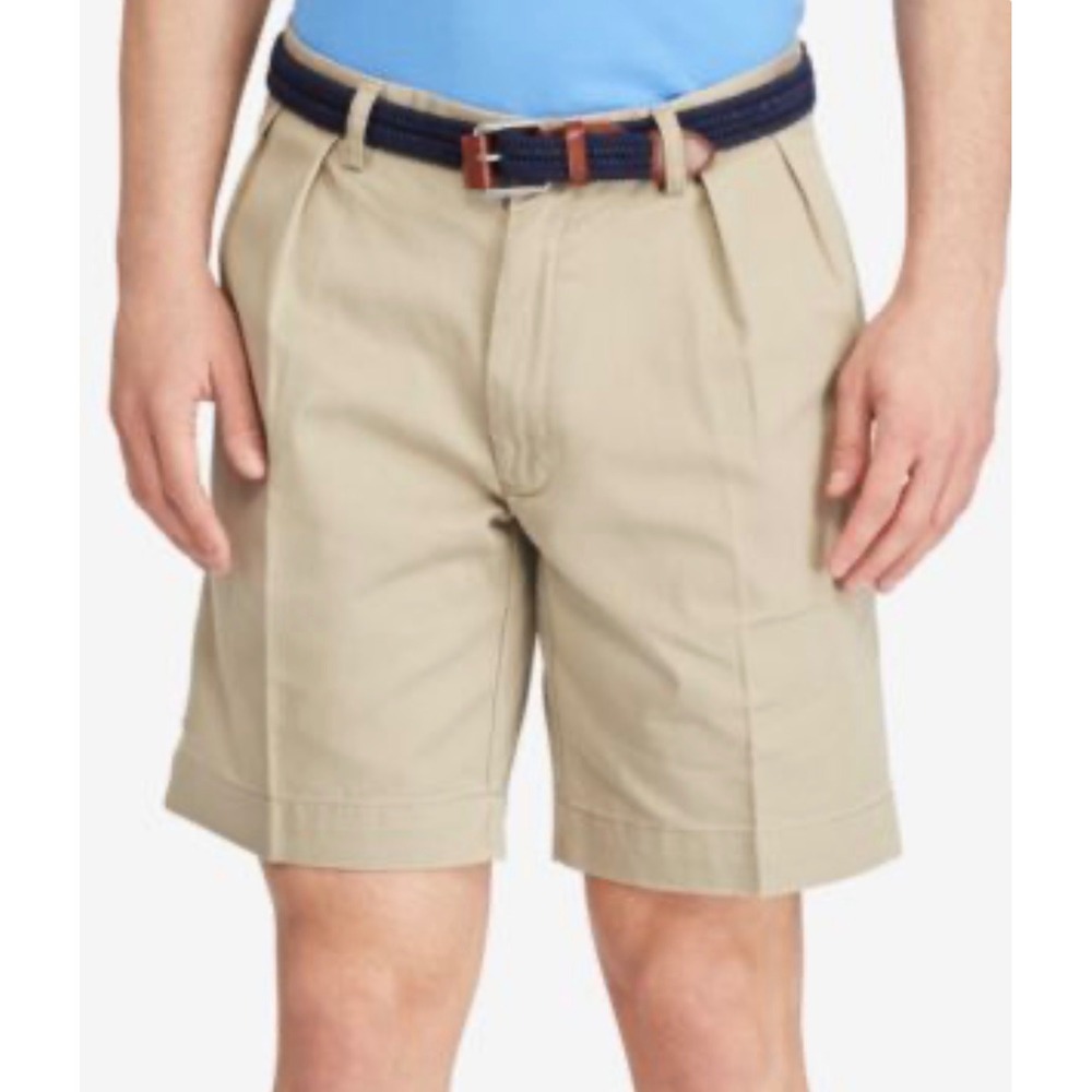 Polo Ralph Lauren Mens Classic Fit Pleated 9 Inch Shorts Khaki Beige Tan Size 32